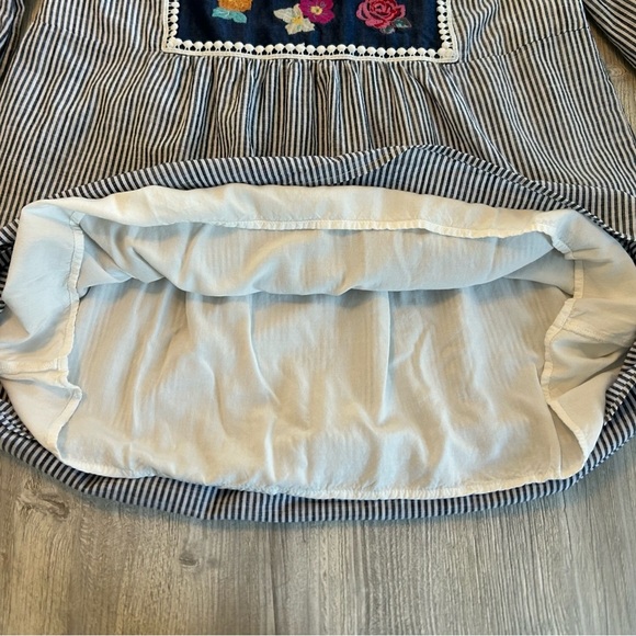 Angel Heart Embroidered Striped Dress Lined Women’s Medium Bohemian Gypsy Floral - Picture 8 of 13